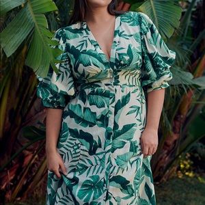 D11-H&M x Johanna Ortiz Palmleaf print Linen Dress
